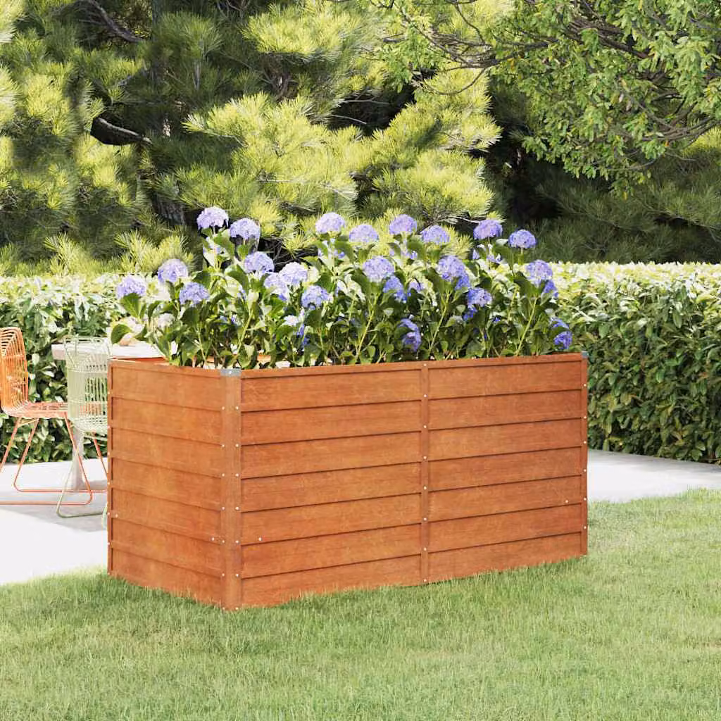 Letto rialzato da giardino vidaXL in acciaio Corten color ruggine L: 160 cm, P: 80 cm, H: 77 cm