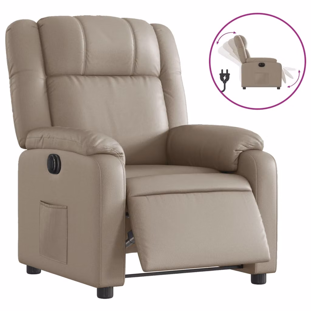 SYFAX™ Poltrona Reclinabile Elettrica Cappuccino in Pelle finta
