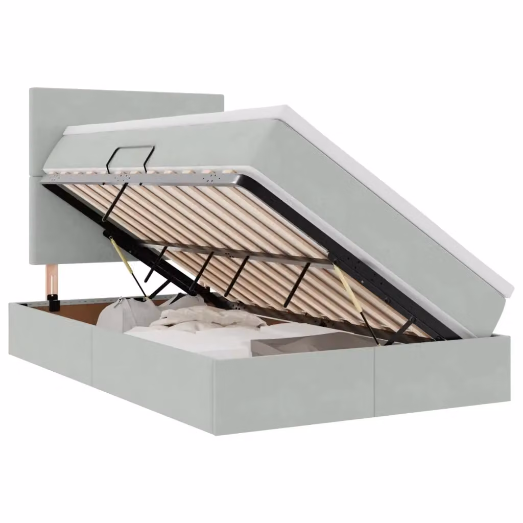 Letto con contenitore vidaXL in velluto grigio con illuminazione LED e porta USB L/P/H: 120 x 200 x 204 cm – 2