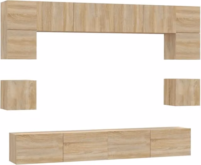 Set Mobili Porta TV 8pz | Armadietto TV | Mobile Porta TV Rovere Sonoma in Legno Multistrato