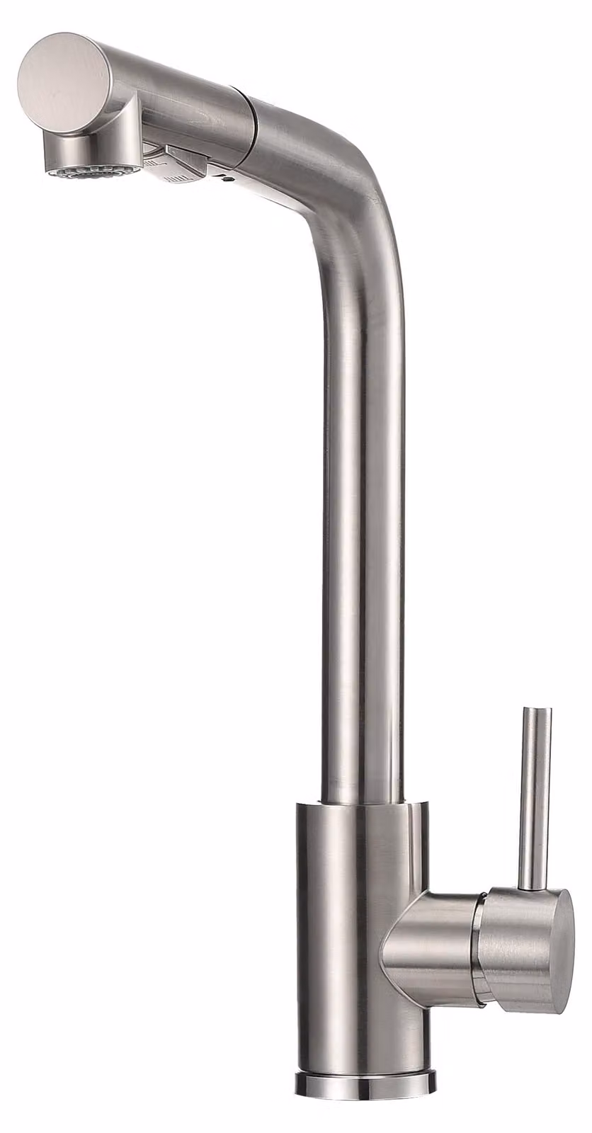 Miscelatore da cucina UnboxG in acciaio inossidabile spazzolato, con doccetta estraibile, girevole a 360°, dotato di 2 getti, miscelatore monocomando e cartuccia in Vetroceramica