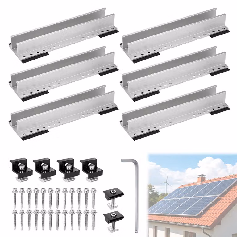 Supporto solare 6x40 cm, kit di montaggio per tetti piani, impianto fotovoltaico da balcone