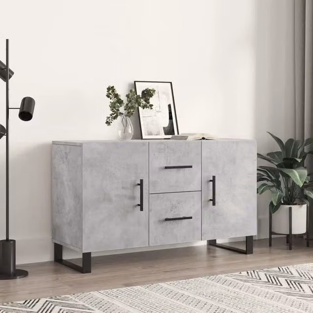 Credenza moderna vidaXL in legno e metallo, Grigio, L: 100 cm, P: 36 cm, H: 60 cm – 1