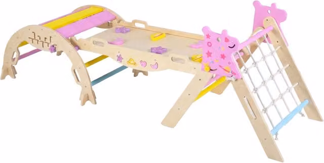 Set da arrampicata a triangolo Design Mania a tema unicorno in legno multicolore pieghevole per bambini stile Montessori