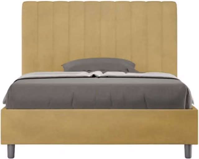 Letto una piazza e mezza con rete imbottito 120x190 microfibra ocra Agueda