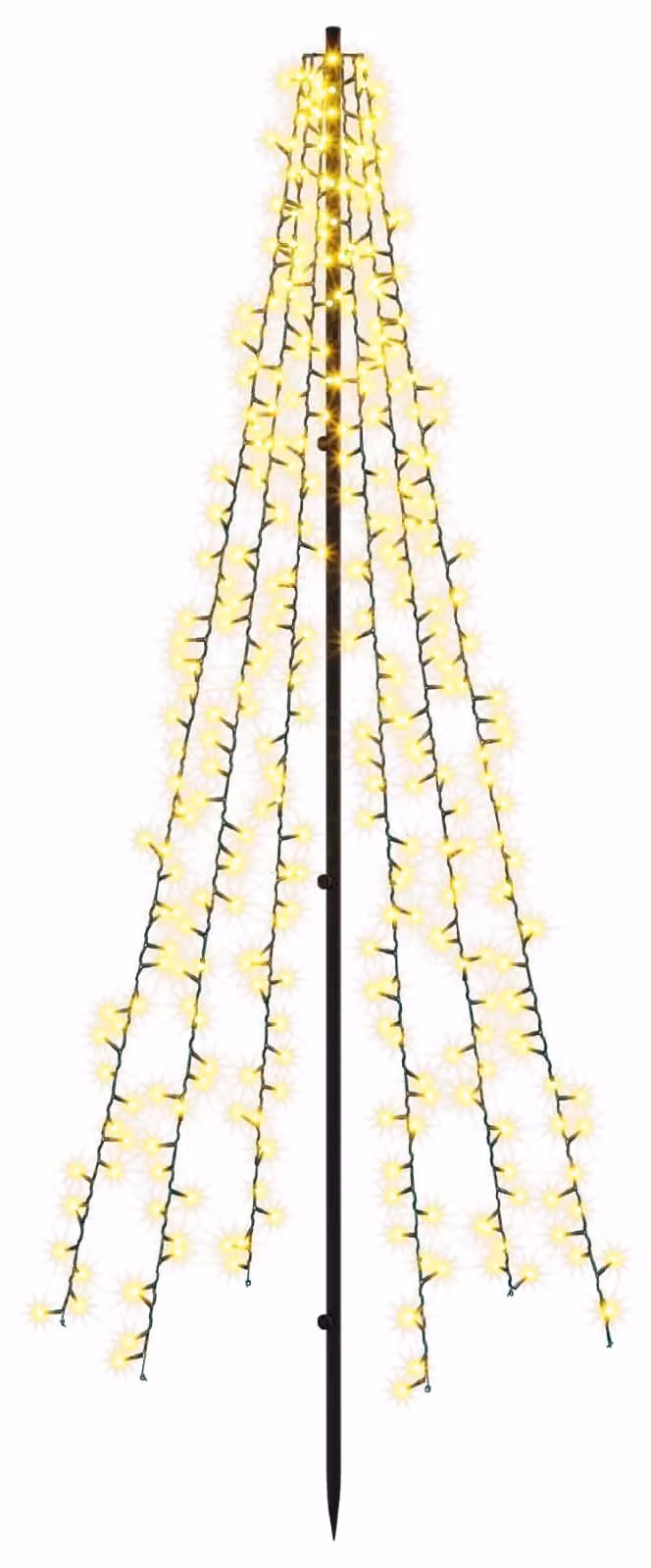 Albero di Natale a LED, 165 cm, 540 LED, luce bianca calda, struttura in acciaio, colore nero