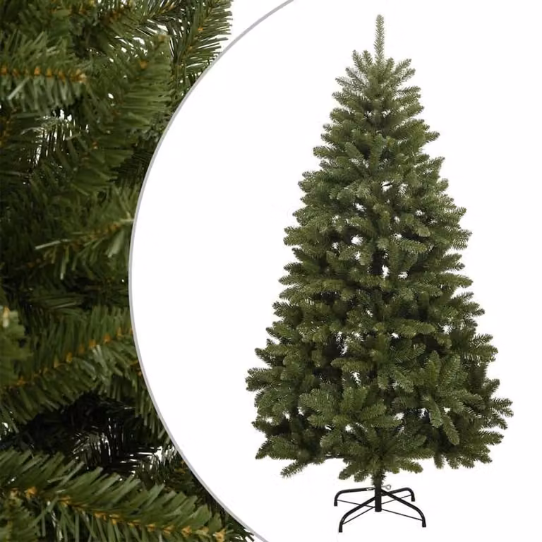 Albero di Natale artificiale di grandi dimensioni, verde, alto 210 cm, con rami articolati e base in metallo