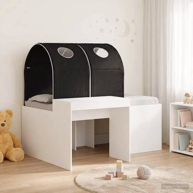 Letto con Tunnel 3 pz Bianco e Nero Legno ingegnerizzato 3423514