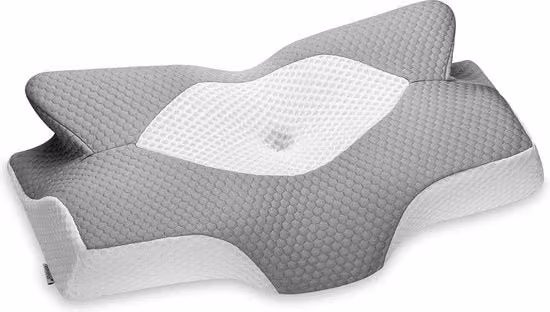 Altopieno a cuneo Elviros in memory foam grigio per supporto a collo, spalle e schiena