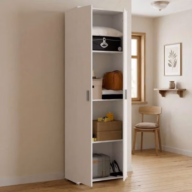 Armadio multiuso Aixam bianco con 2 ante e ripiani interni, L: 61 cm, P: 35 cm, H: 190 cm – 1