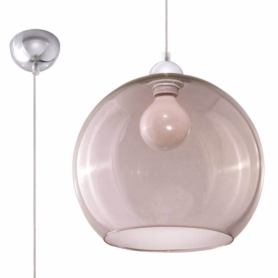 Lampada a sospensione BALL grafite 1xE27 15W acciaio/vetro 120x30x30cm Sollux Lighting