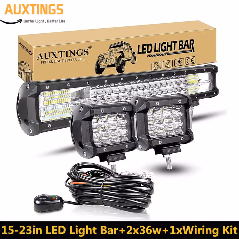 Barra luminosa a LED da 23 pollici - 2 x 36W, alimentazione a filo - potenza totale: 324W