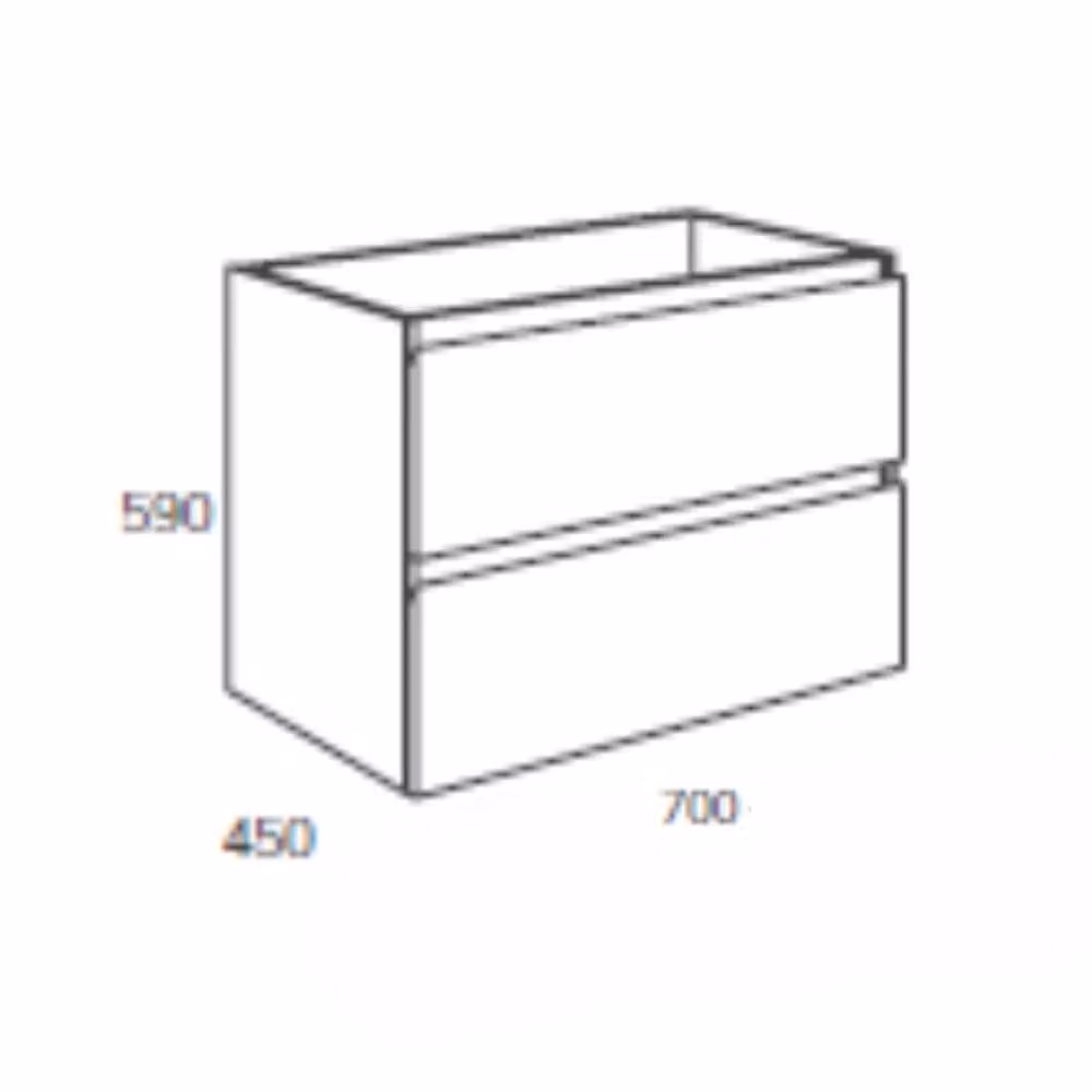 Mobile bagno sospeso Effezeta Italia Londres con due cassetti, colore rovere grigio, L: 70 cm, P: 45 cm, H: 59 cm – 2