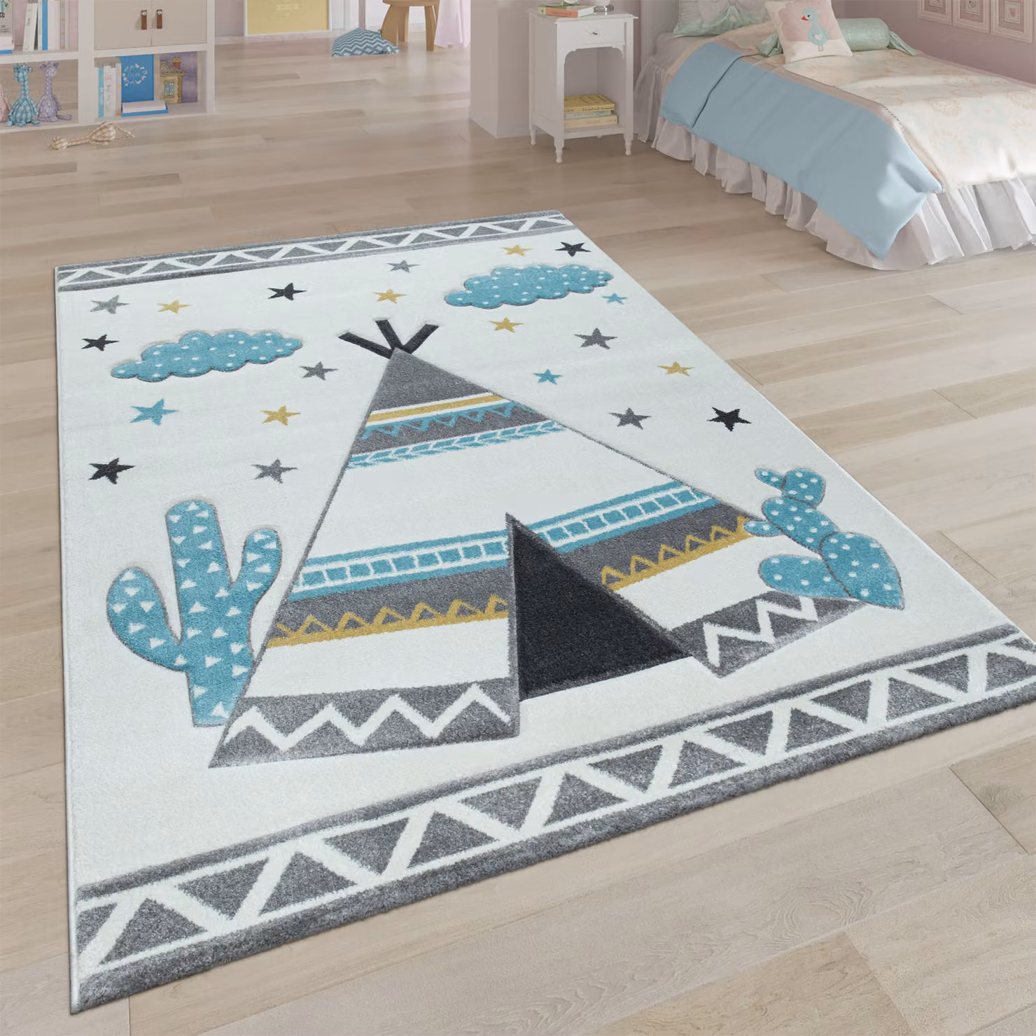 Tappeto per bambini Elara beige con effetto alto-basso, L: 160 cm, P: 230 cm – 2
