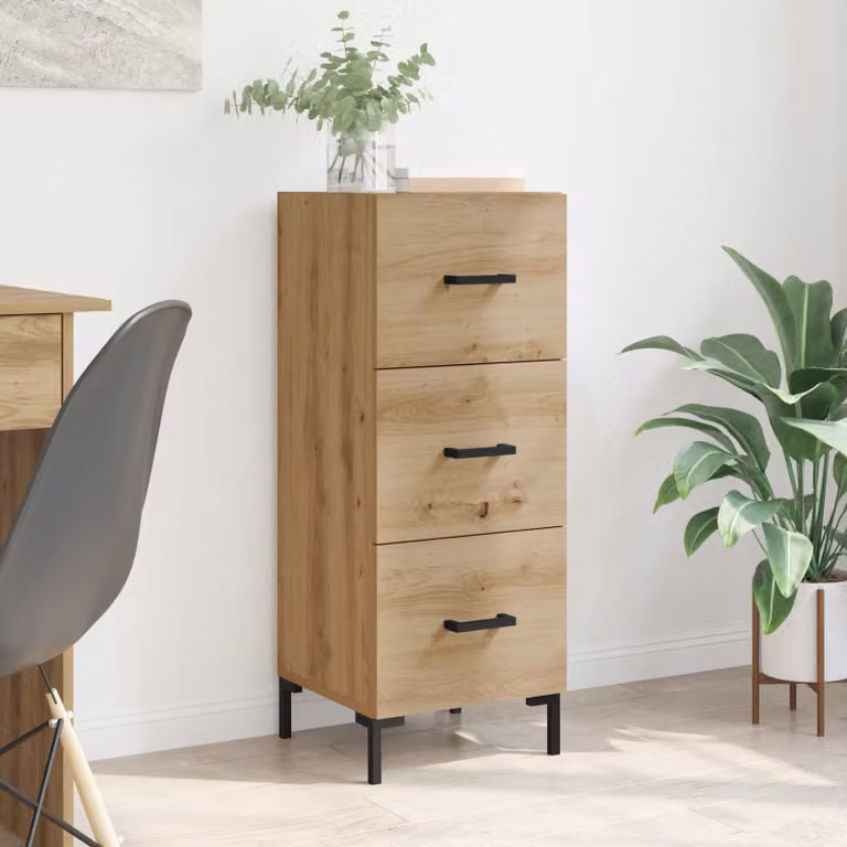 Credenza moderna vidaXL in legno color rovere e nero L/P/H: 34,5 x 34 x 90 cm