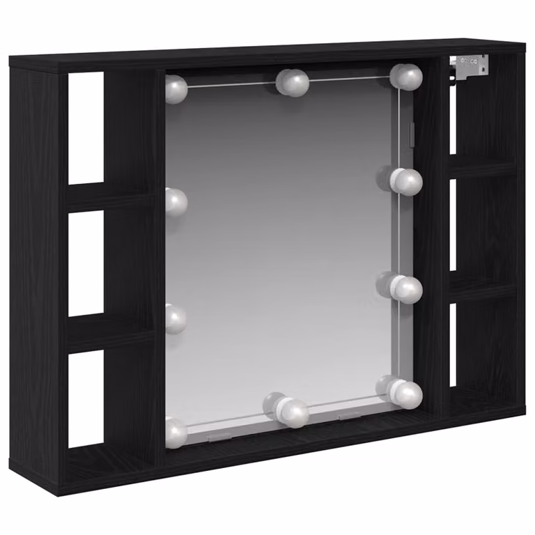 Mobiletto per specchio con specchio vidaXL in Rovere Nero, L: 76 cm, P: 15 cm, H: 55 cm