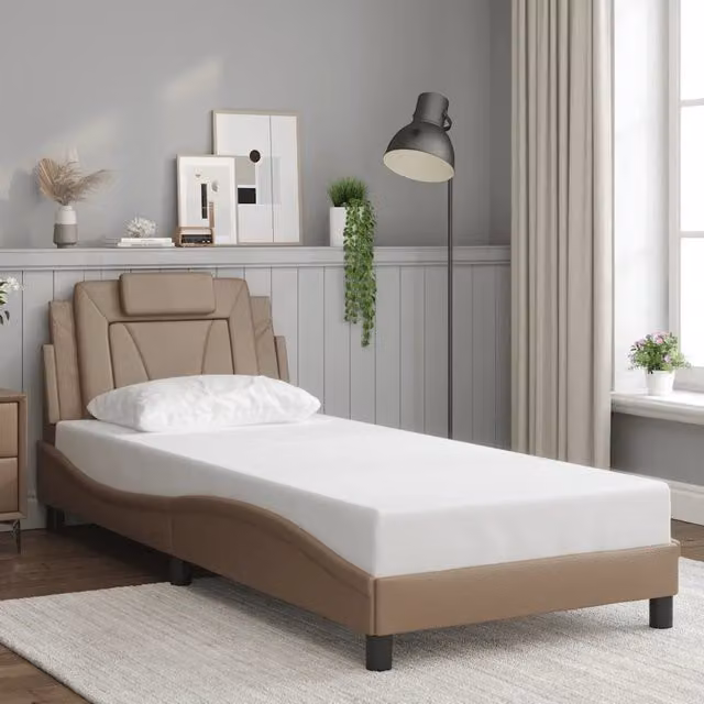 Giroletto Viana senza Materasso-Struttura Letto Cappuccino 90x190 cm in Similpelle