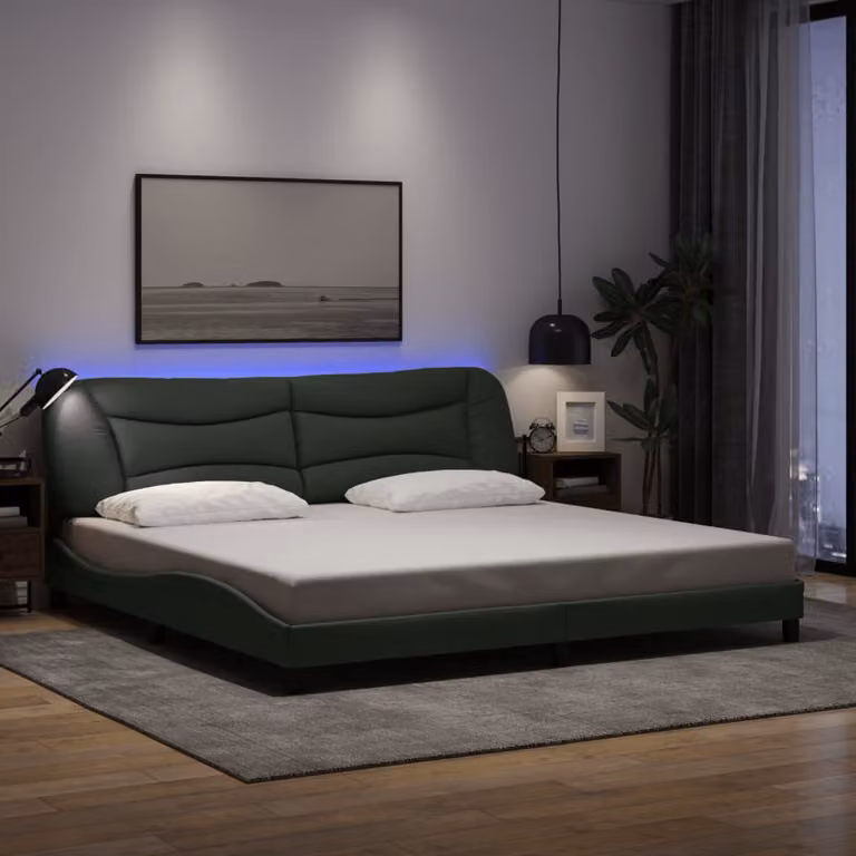 vidaXL Giroletto Hvar con LED e porta USB in tessuto, L 200 x P 200 cm