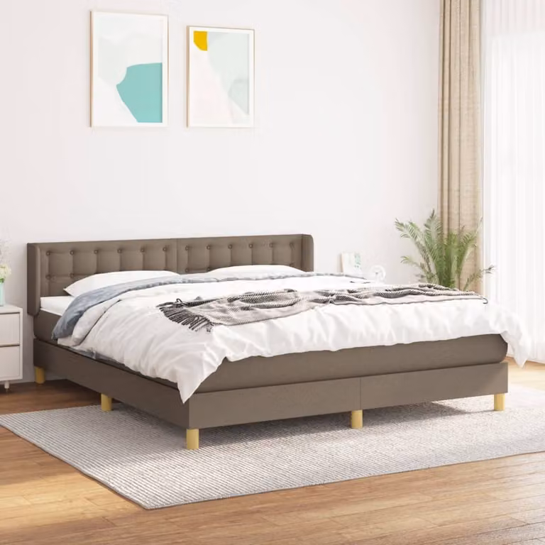 Maison Exclusive - Giroletto a Molle con Materasso Tortora 180x200 cm in Tessuto