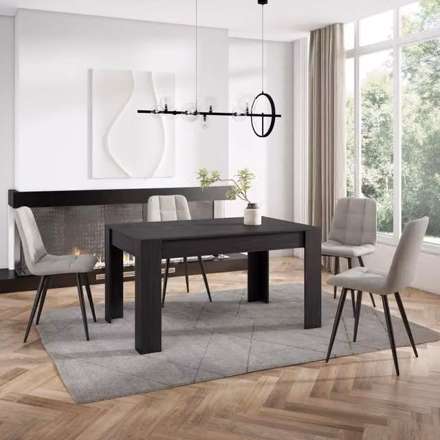 Tavolo da pranzo moderno SKRAUT HOME nero, rettangolare, per 6 persone, L: 140 cm, P: 90 cm, H: 76 cm