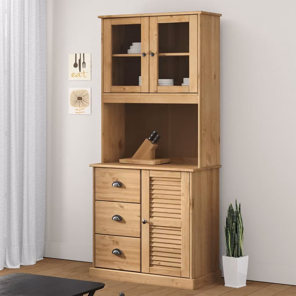 vidaXL Comò VIGO in Legno Massello di Pino, Stile Rustico, Marrone, L 78 x P 30 x H 100 cm
