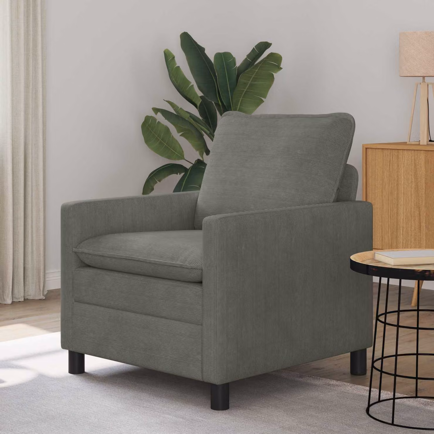 Divano vidaXL in tessuto grigio con struttura in metallo per soggiorno e ufficio L: 76 cm, P: 81 cm, H: 87,5 cm