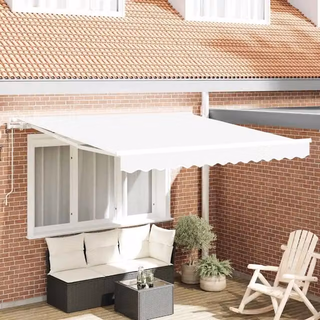 Tenda retrattile Bianco 350 x 250 cm Tessuto e Alluminio 3330359