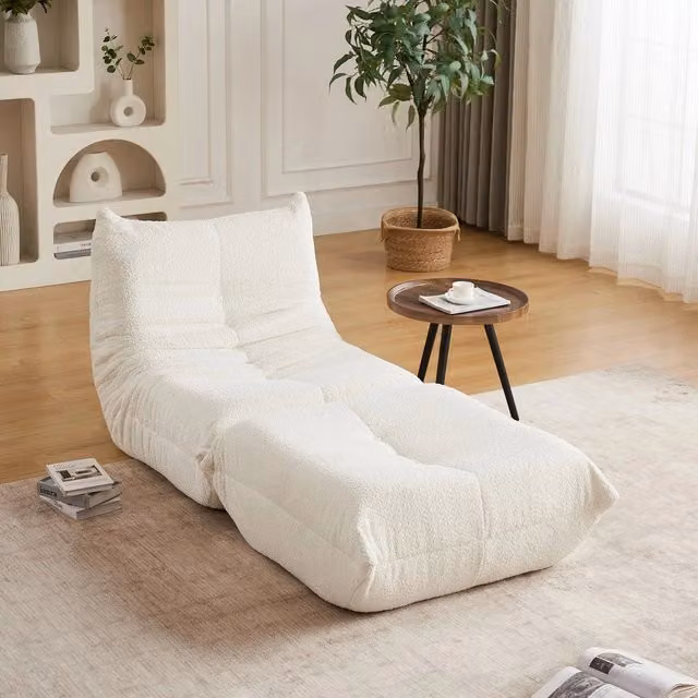 Divano in velluto senza braccioli ¨C Minimal ¨C grigio chiaro, design da pavimento per soggiorno