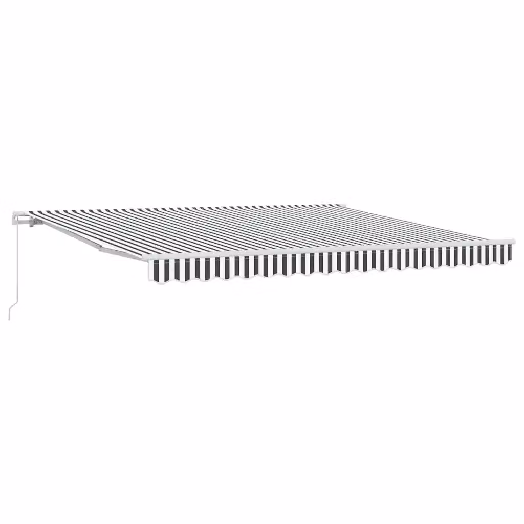 vidaXL Tenda da Sole Retrattile Manuale con Bracci Pieghevoli in Alluminio e Tessuto in Poliestere, Colore Antracite e Bianco, L 400 cm x P 300 cm – 2