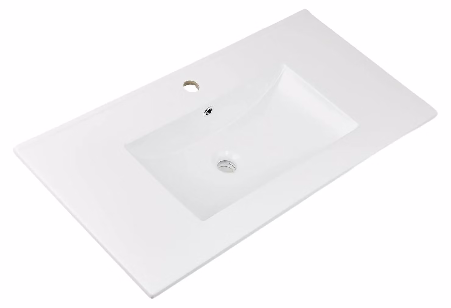 Lavabo 91 x 46 x 17 cm - Forma rotonda - Vetroceramica - Foro singolo - Montaggio da appoggio - 12 litri - Bianco