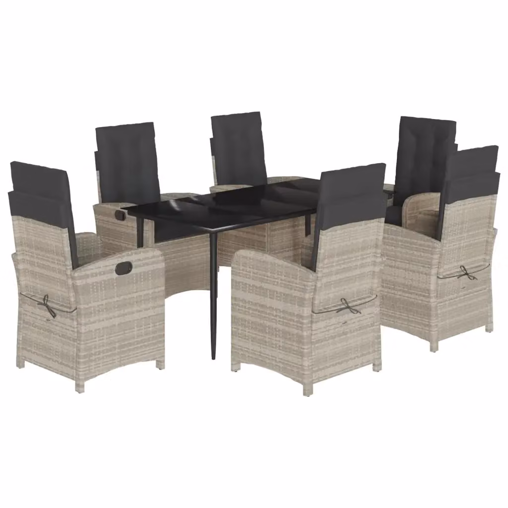 Set da pranzo da giardino VIDAXL in rattan e vetro con 7 pezzi, colore antracite – 2