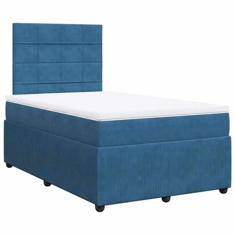 Giroletto a Molle con Materasso Blu Scuro 120x190 cm in Velluto