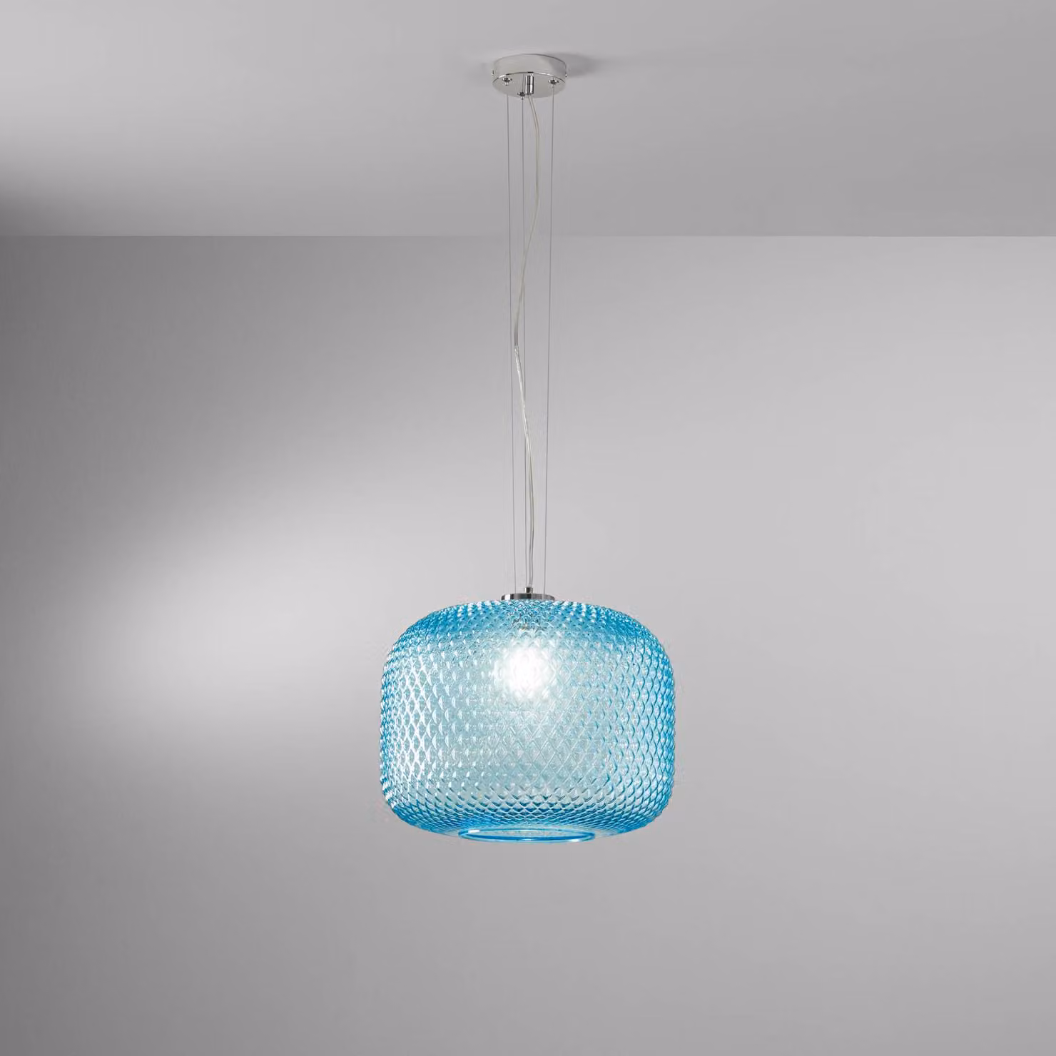 Luce Ambiente Design Lampada a sospensione Ashford, dimmerabile, Blu, Soggiorno / Sala da pranzo, Vetro, Lampada a sospensione