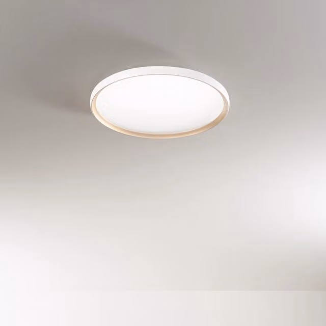 Plafoniera Moderna Halo Metallo Bianco Oro Led 40W Dimmerabile Ip20