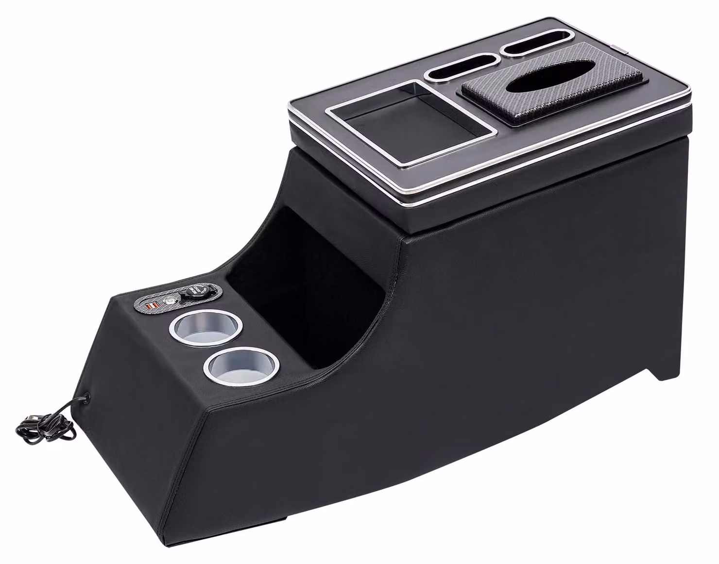 Contenitore per bracciolo, illuminazione a LED, organizer per interni, colore nero