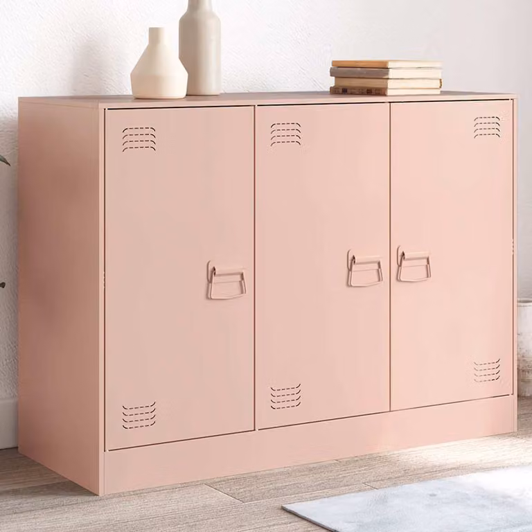 Credenza moderna vidaXL in metallo rosa L: 99 cm, P: 39 cm, H: 73 cm