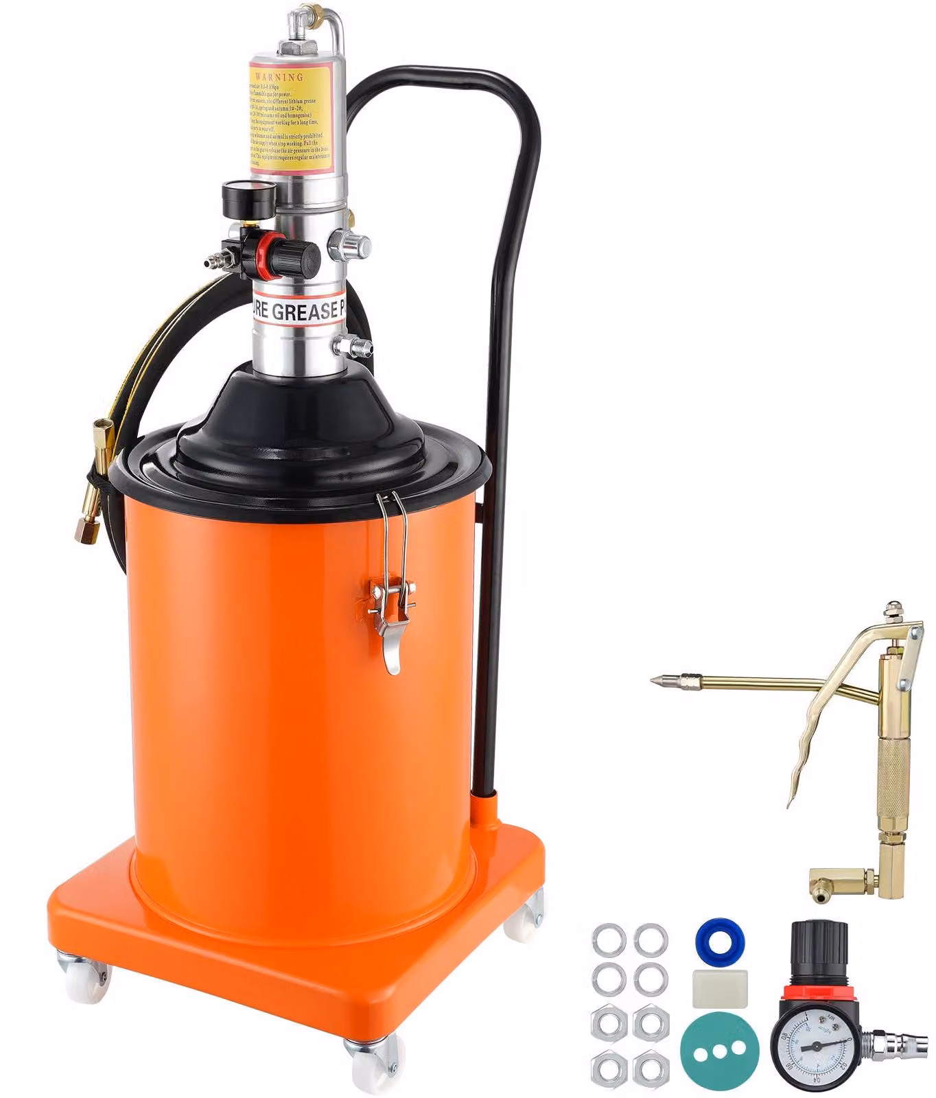 Siringa per grasso - Pompa per grasso - Siringa pneumatica per grasso - Pompa per lubrificazione - Pompa per grasso azionata ad aria - Capacità: 20 litri