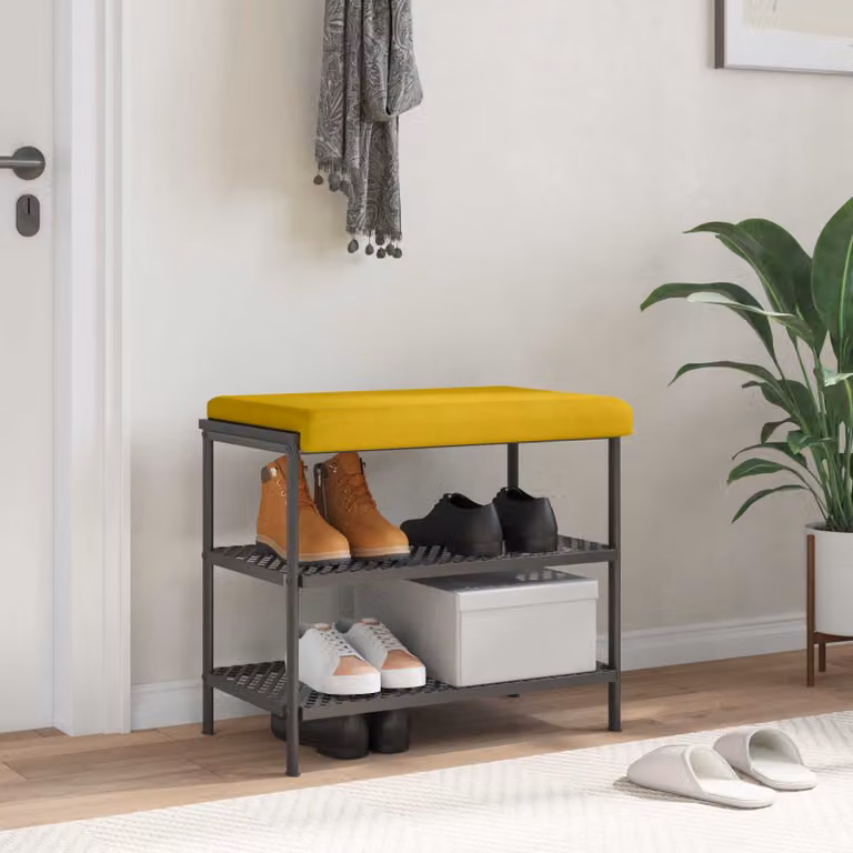 vidaXL Cuscino per panchina in velluto giallo con base antiscivolo, L/P/H: 60 x 60 x 3,5 cm