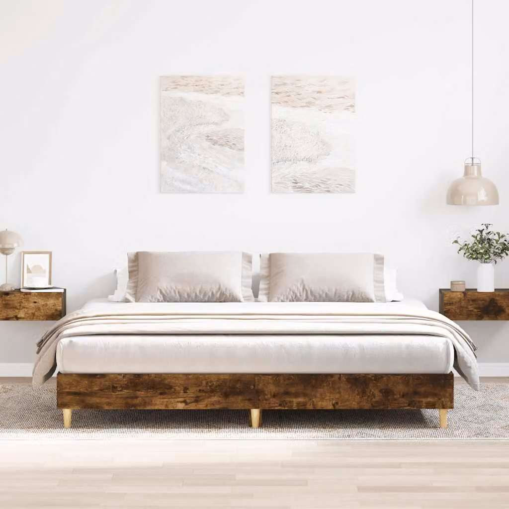 vidaXL Giroletto senza Materasso in Rovere Fumo, L/P: 180 x 200 cm