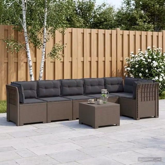 Divano da Giardino 6 Posti con Cuscini Aspetto Rattan PP 3444135