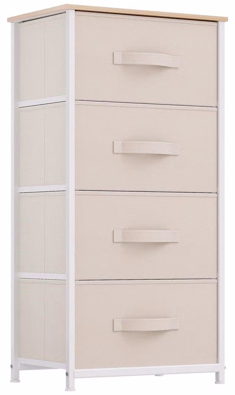 YITAHOME, cassettiera con 4 cassetti, mobiletto, cassetti rivestiti in tessuto con maniglie