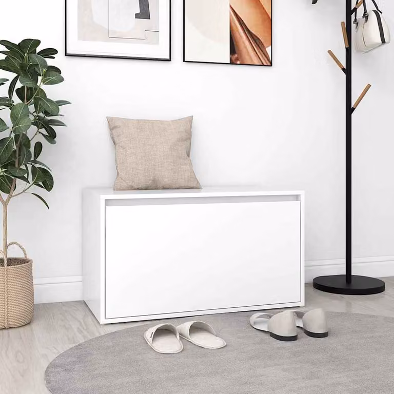 vidaXL Panca da Ingresso Moderna Bianca in Legno e MDF L 80 x P 40 x H 45 cm