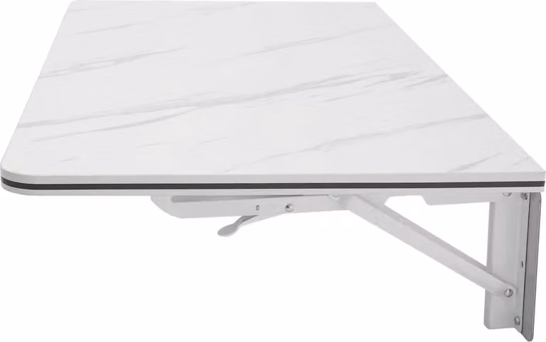 Tavolo da parete pieghevole - Tavolo da parete pieghevole - 80×40 cm - Portata 30 kg - Piano da 16 mm - MDF e metallo - Resistente alla ruggine - Bianco