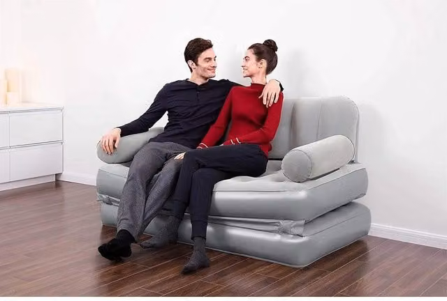 Divano Gonfiabile Multi Max 3 In 1 Trade Shop con Pompa Integrata Grigio L: 188 cm, P: 152 cm, H: 64 cm
