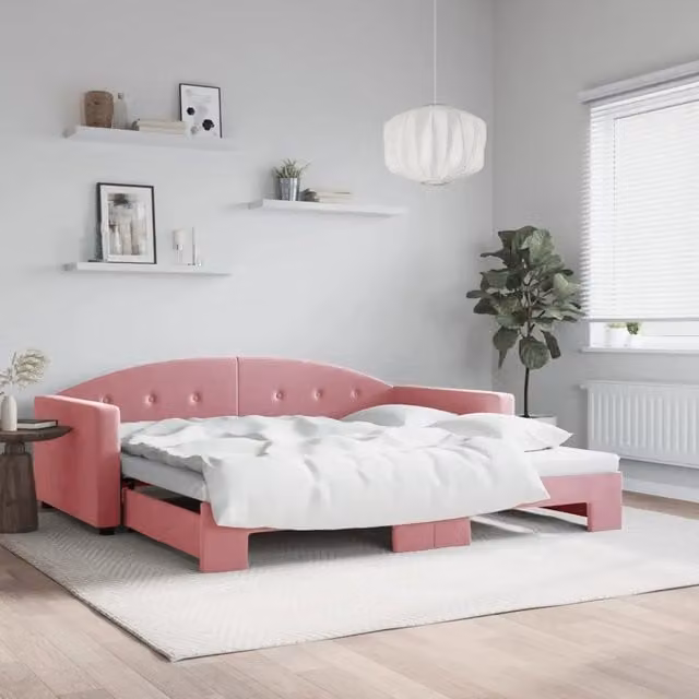 Divano Letto con Letto Estraibile in Velluto Rosa vidaXL – 1