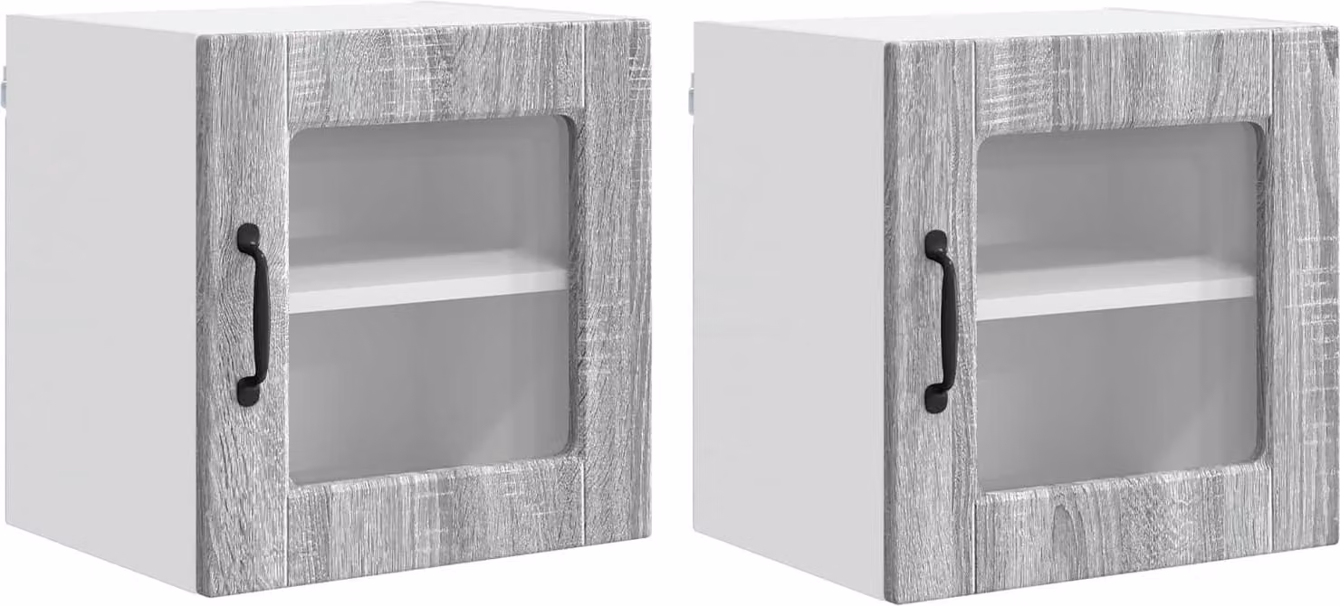 Mobile in vetro da parete PORTO 2 pcs Grigio Sonoma