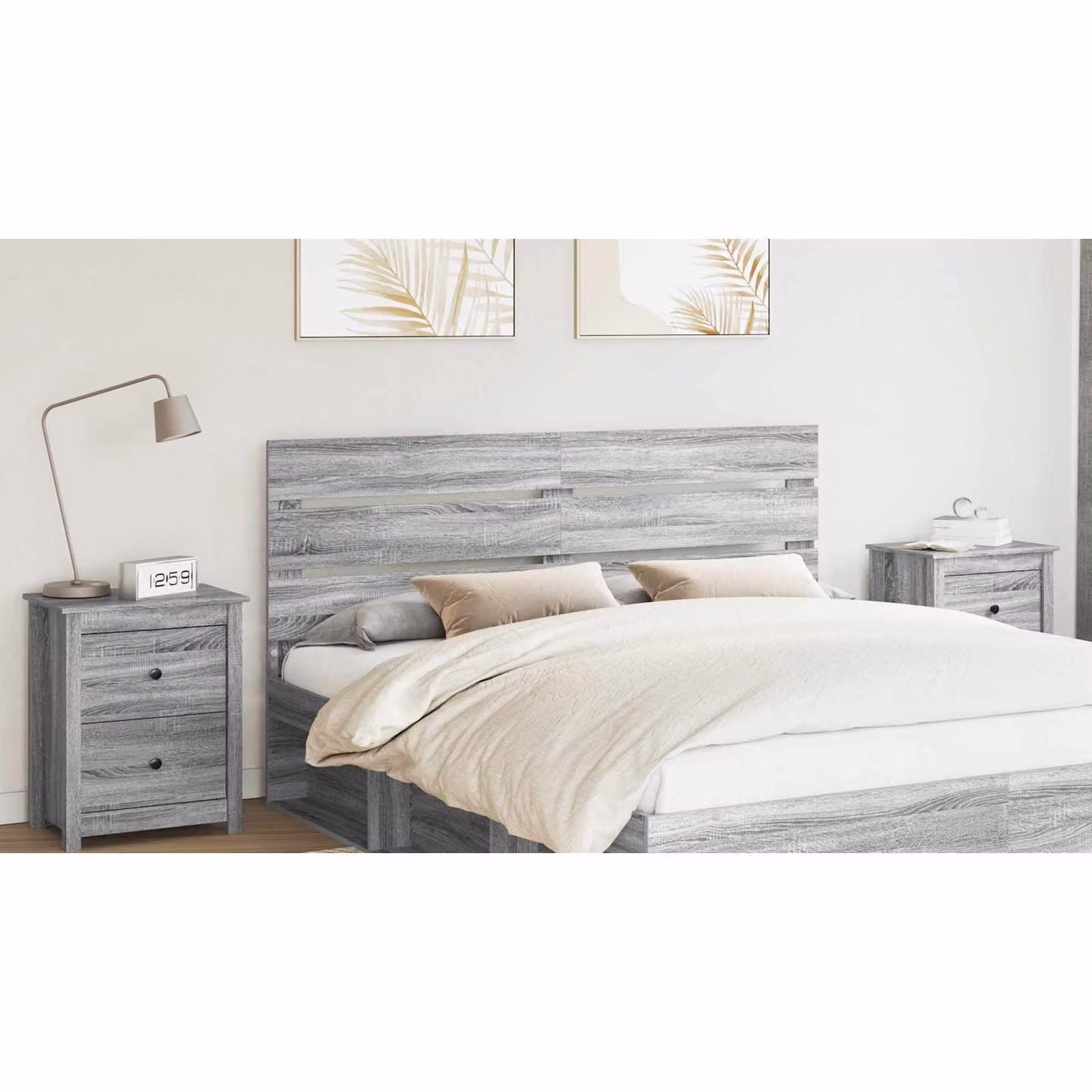 Testiera per letto moderna vidaXL in legno ingegnerizzato grigio Sonoma