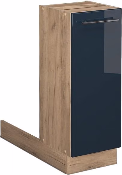 Armadietto base da cucina Vicco Fame-Line Blu scuro lucido e Rovere dorato, L: 30 cm