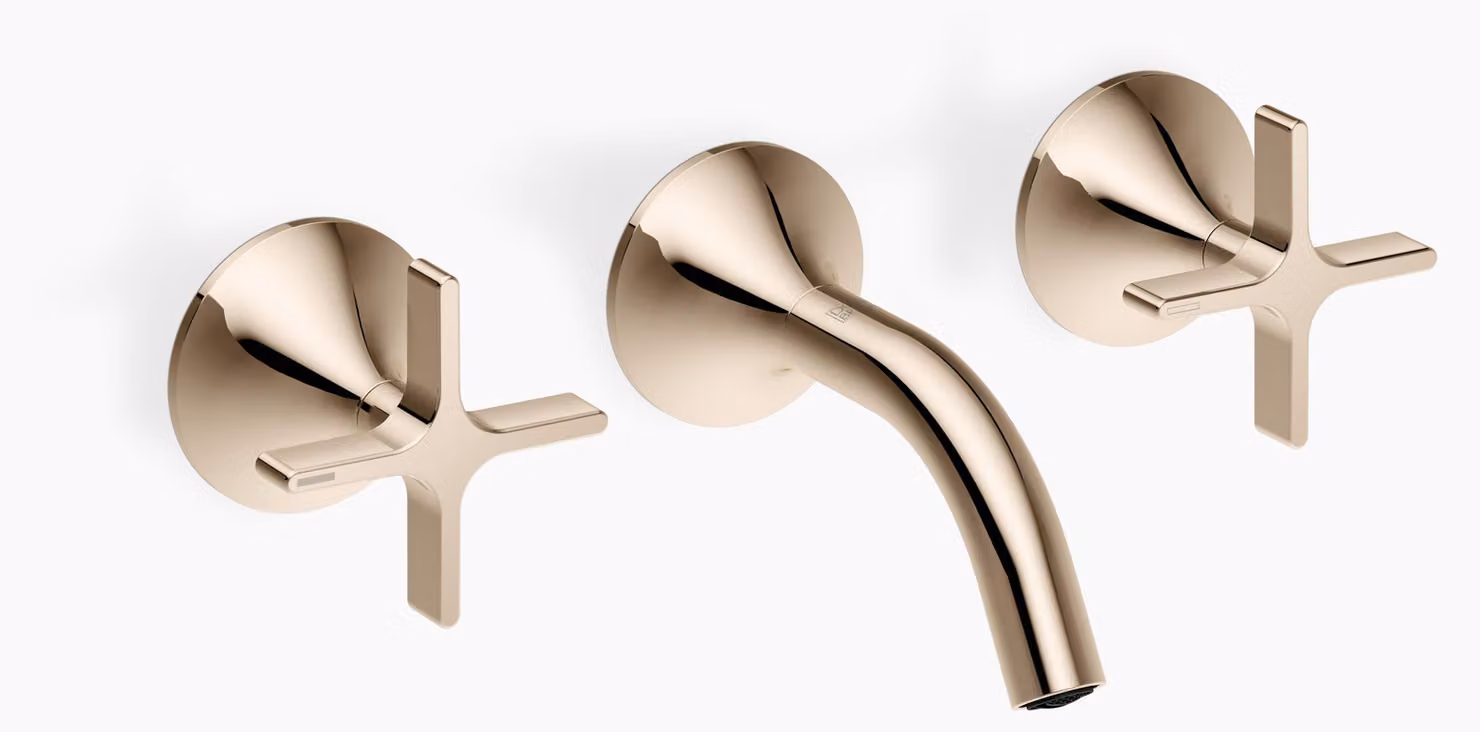 Dornbracht VAIA Mélangeur mural pour lavabo sans vidage, poignée croisillon, saillie 125mm, 36702809-47, 36702809-47