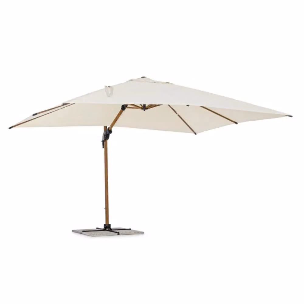 Ombrellone a braccio ORION in alluminio effetto legno, telo beige 3×4